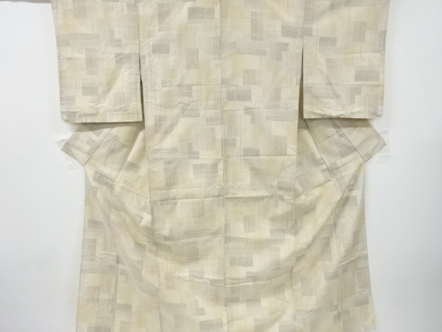 JAPANESE KIMONO / ANTIQUE HITOE KIMONO / SILK / TOKAMACHI TSUMUGI / WOVEN GEOMETRIC